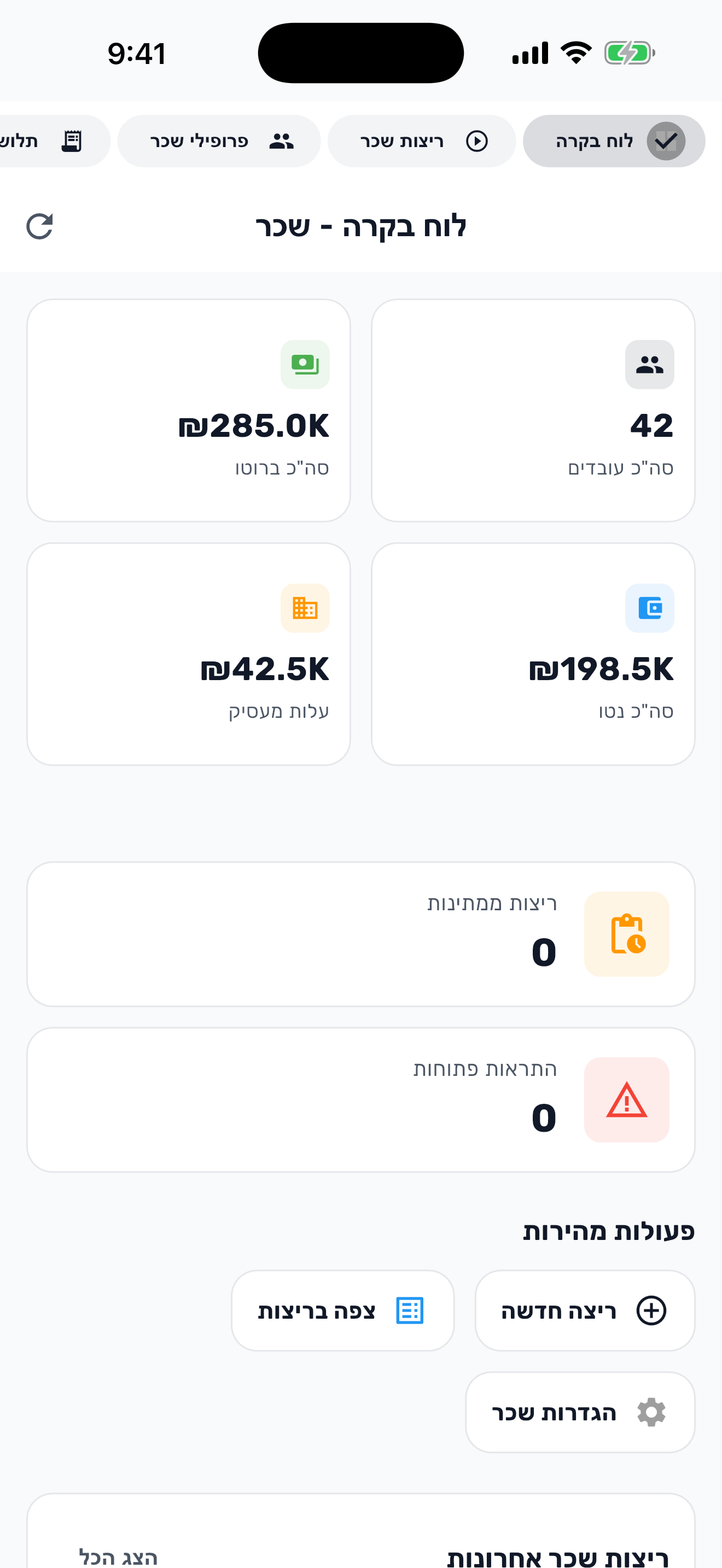 Payroll dashboard