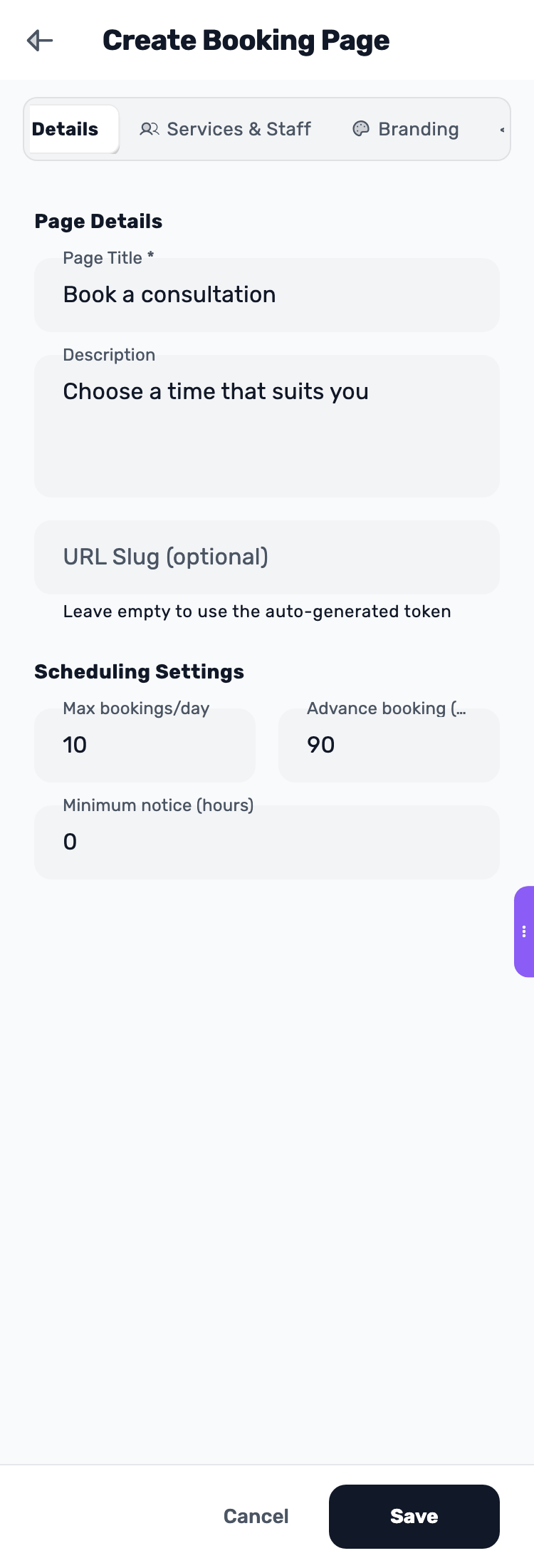 Lynxbe screen: Review scheduling rules Demonstration data.