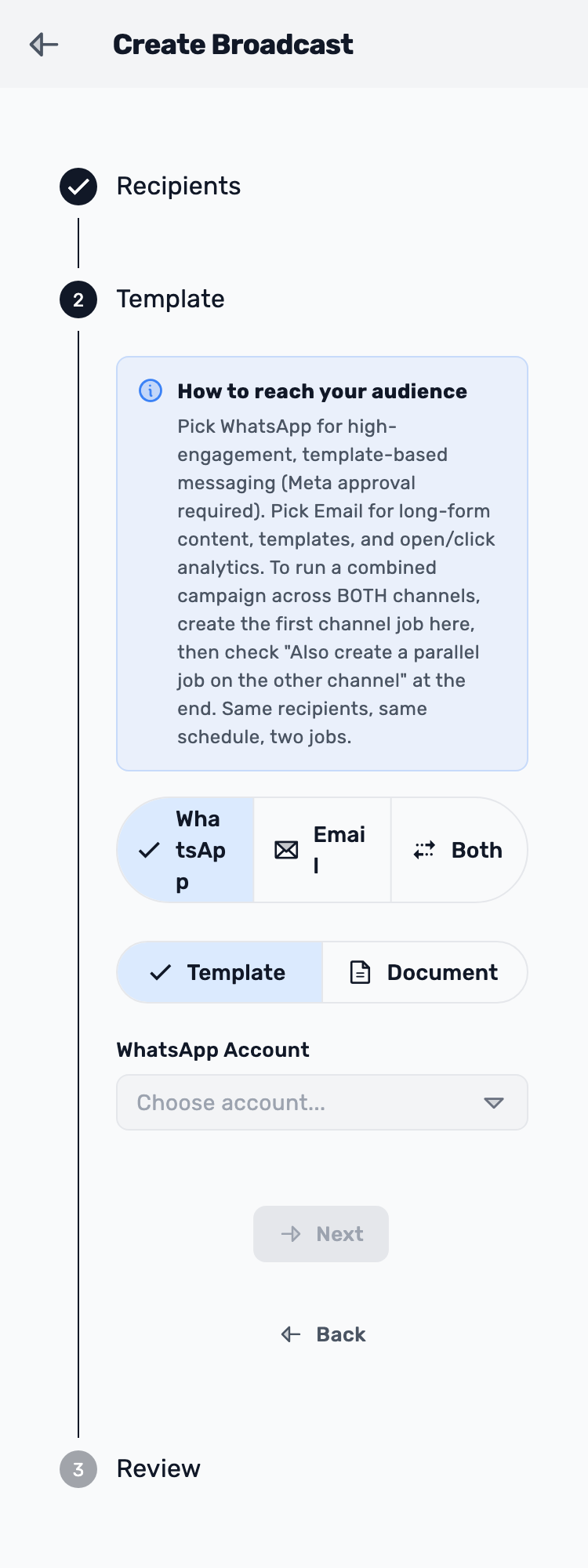 Lynxbe screen: Choose the business account Isolated demonstration data.