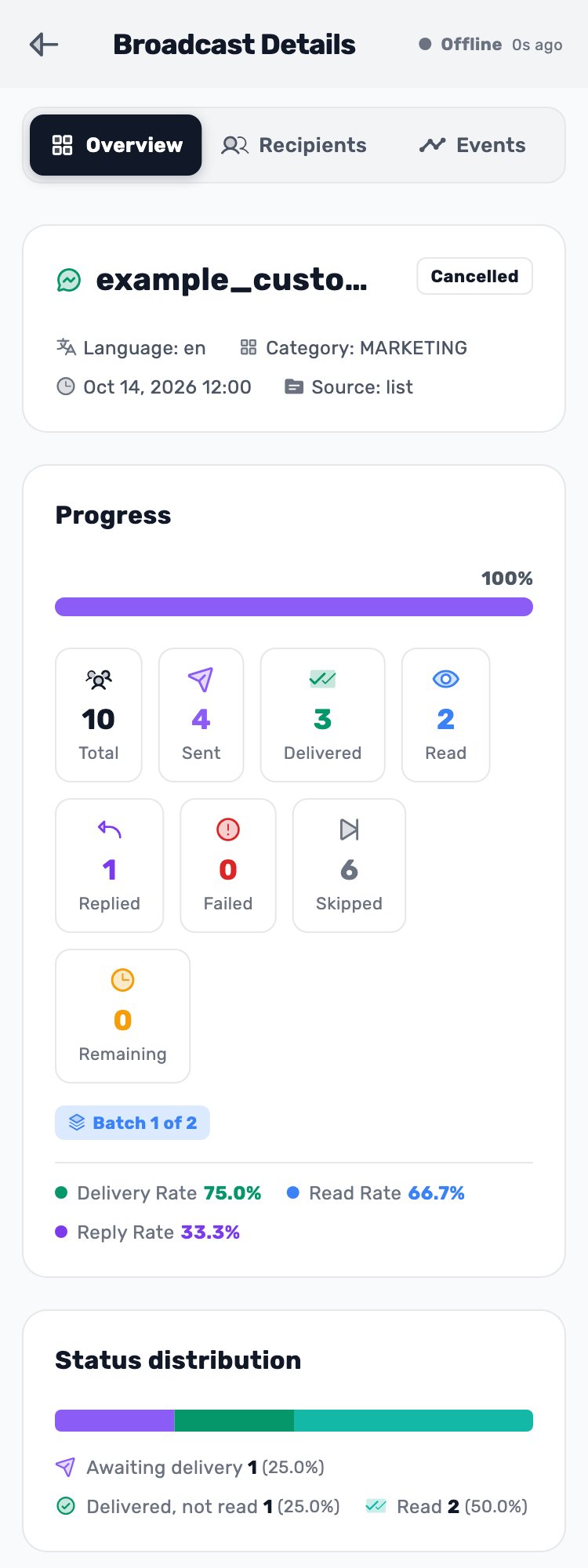 Lynxbe screen: Cancel stops the remaining work Isolated demonstration data.