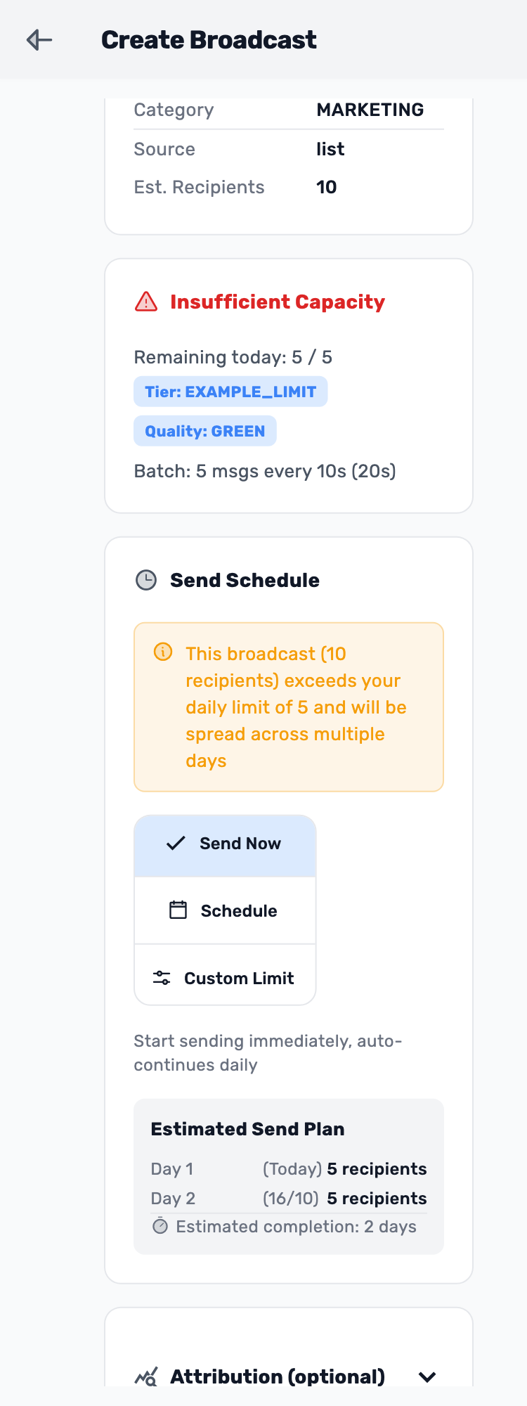 Lynxbe screen: Check what can be sent now Isolated demonstration data.