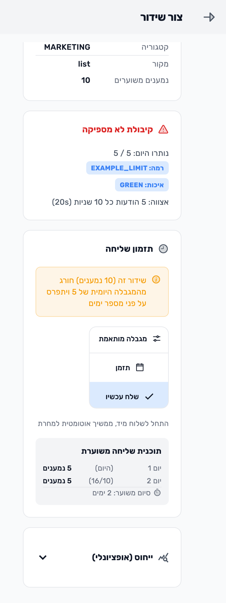 מסך Lynxbe: בודקים מה אפשר לשלוח עכשיו נתוני הדגמה מבודדים.