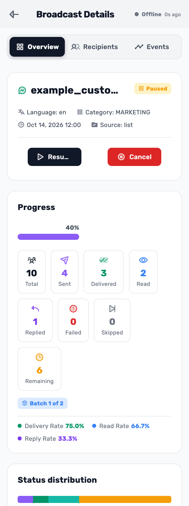 Lynxbe screen: Pause and verify the status Isolated demonstration data.