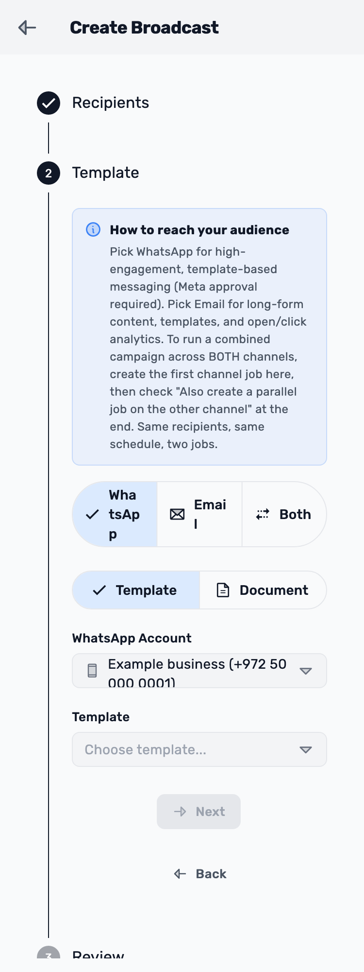 Lynxbe screen: Choose a template for the purpose Isolated demonstration data.