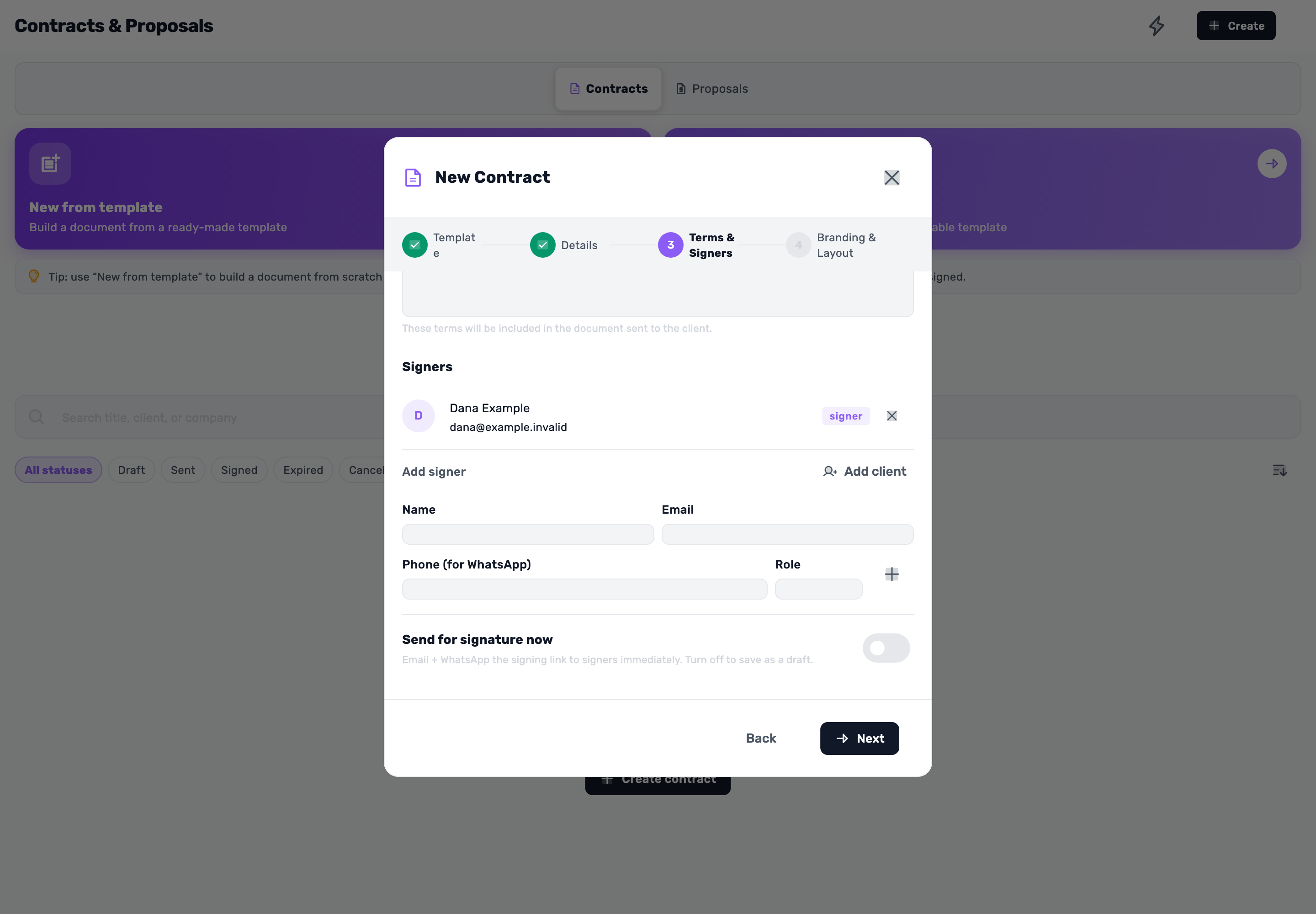 Original Lynxbe screen: Turn sending off. Keep control. Isolated demonstration document.