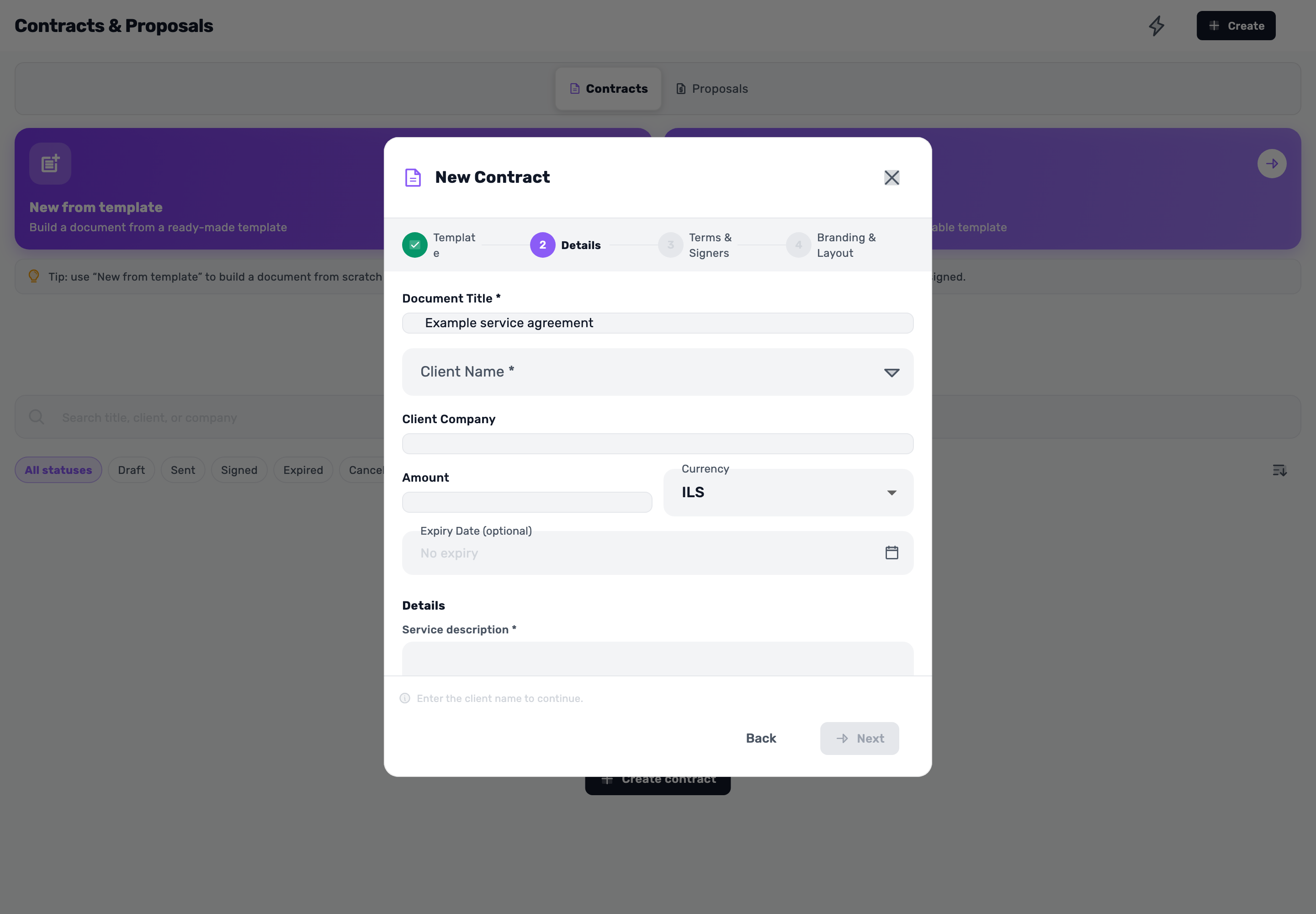 Original Lynxbe screen: Give the document a recognizable name. Isolated demonstration document.