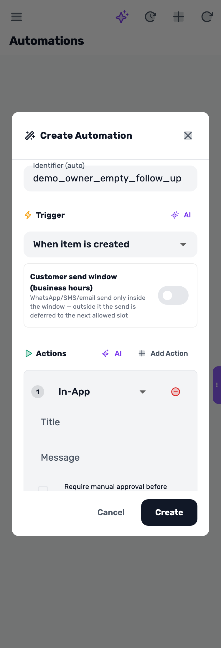 Lynxbe screen: Give the rule a clear name Demonstration data.