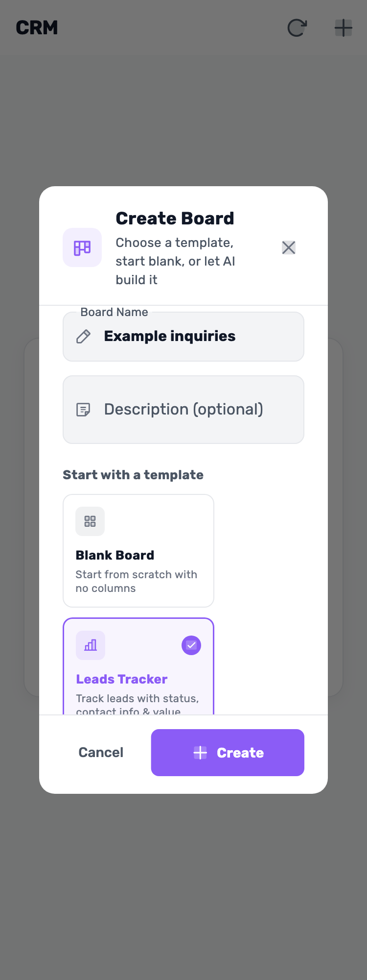 Original Lynxbe screen: Choose Leads Tracker. Lead board with isolated demonstration data.
