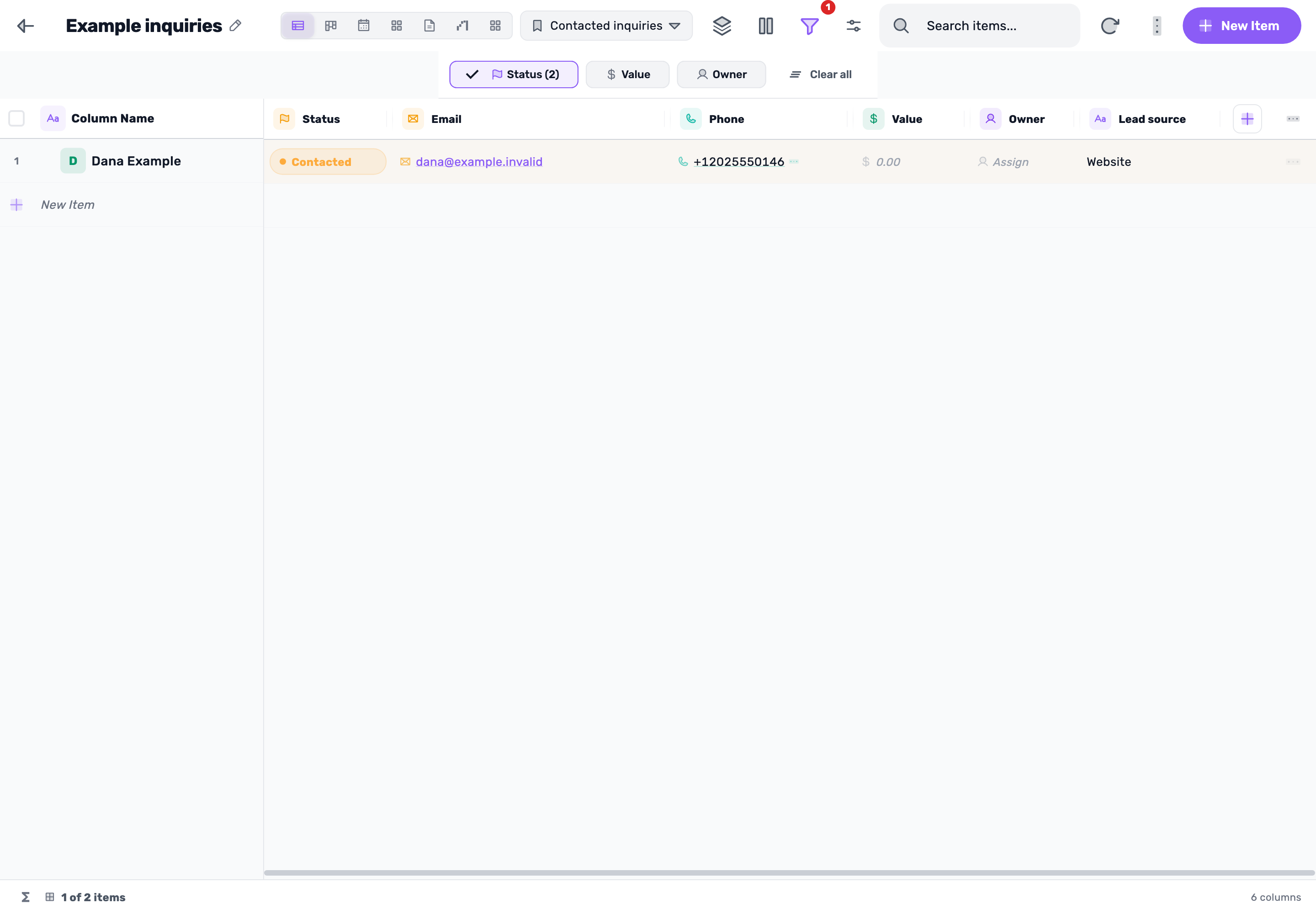 Original Lynxbe screen: Open it again. Check what returns. Lead board with isolated demonstration data.