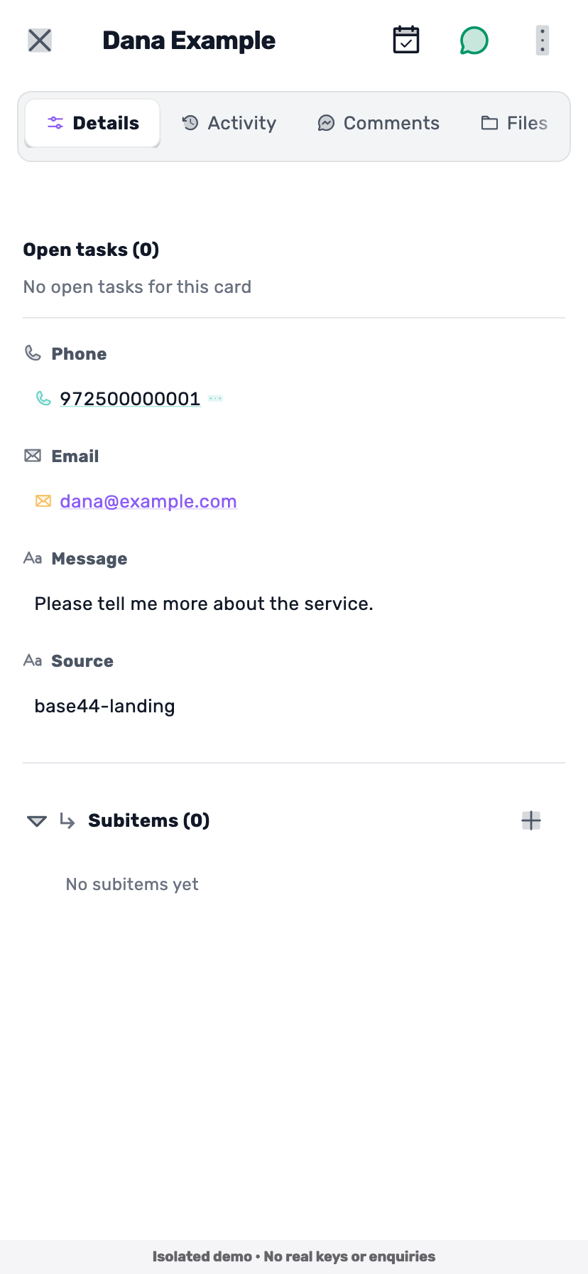 Original Lynxbe screen: From form to board. Isolated data.
