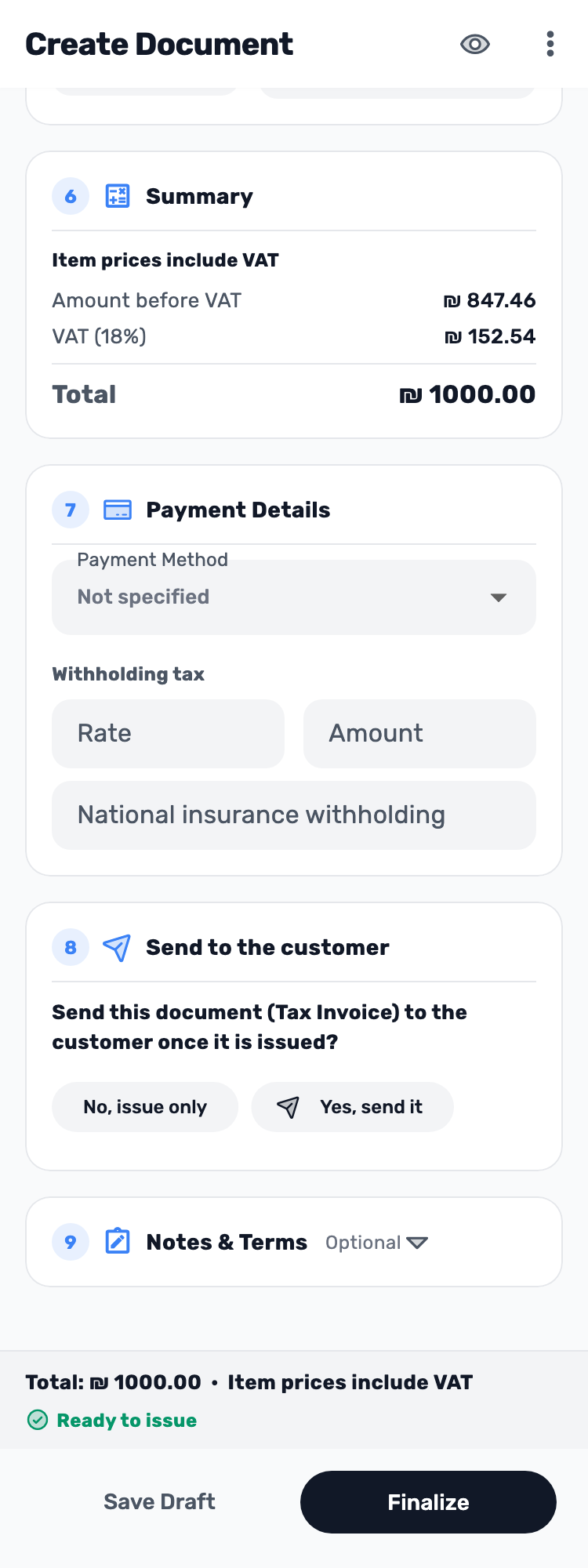 Original Lynxbe screen: Check the final total. Isolated demonstration data.