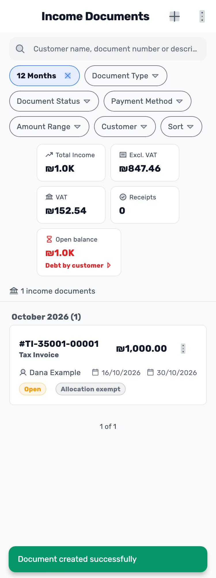 Original Lynxbe screen: Issued. Still unpaid. Isolated demonstration data.