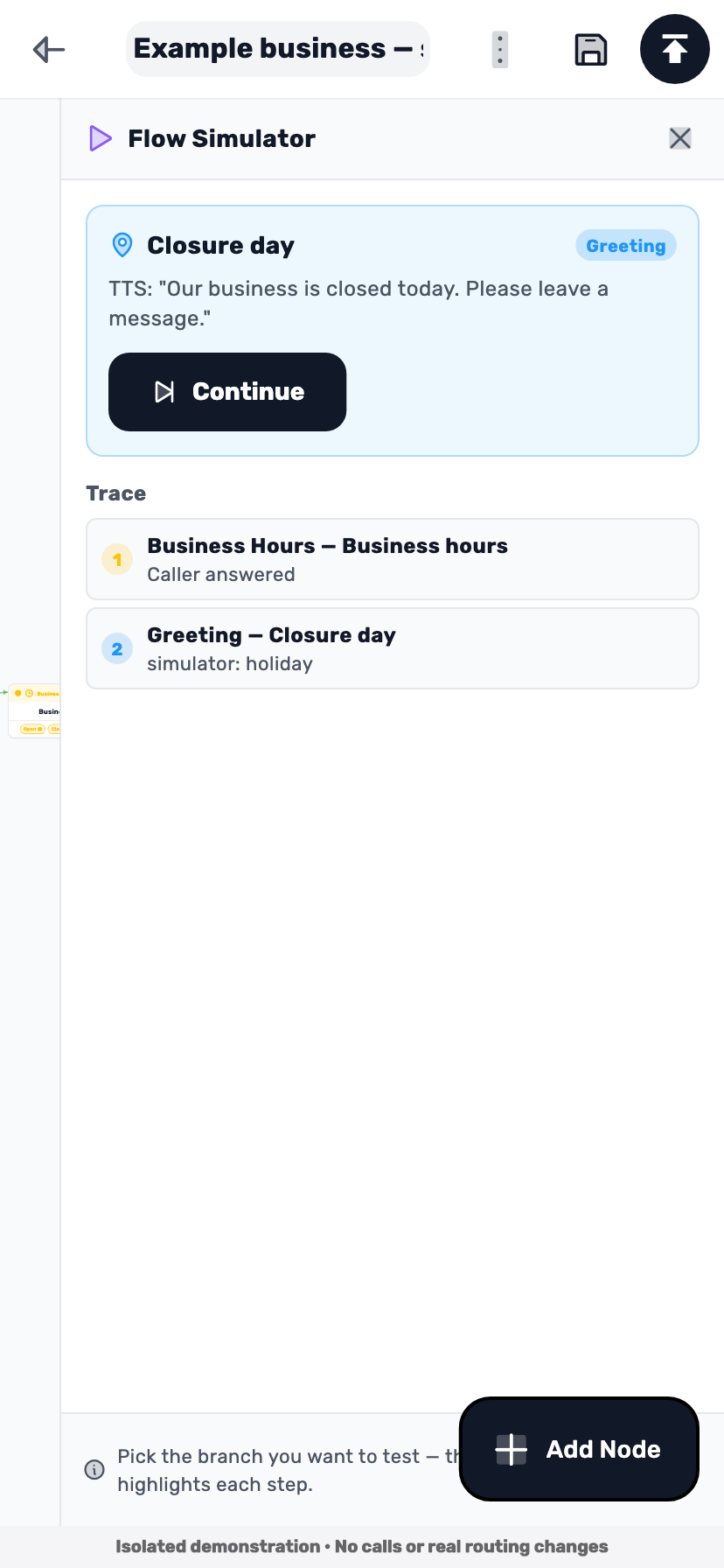 Lynxbe screen: Check the closure exception Isolated demonstration data.