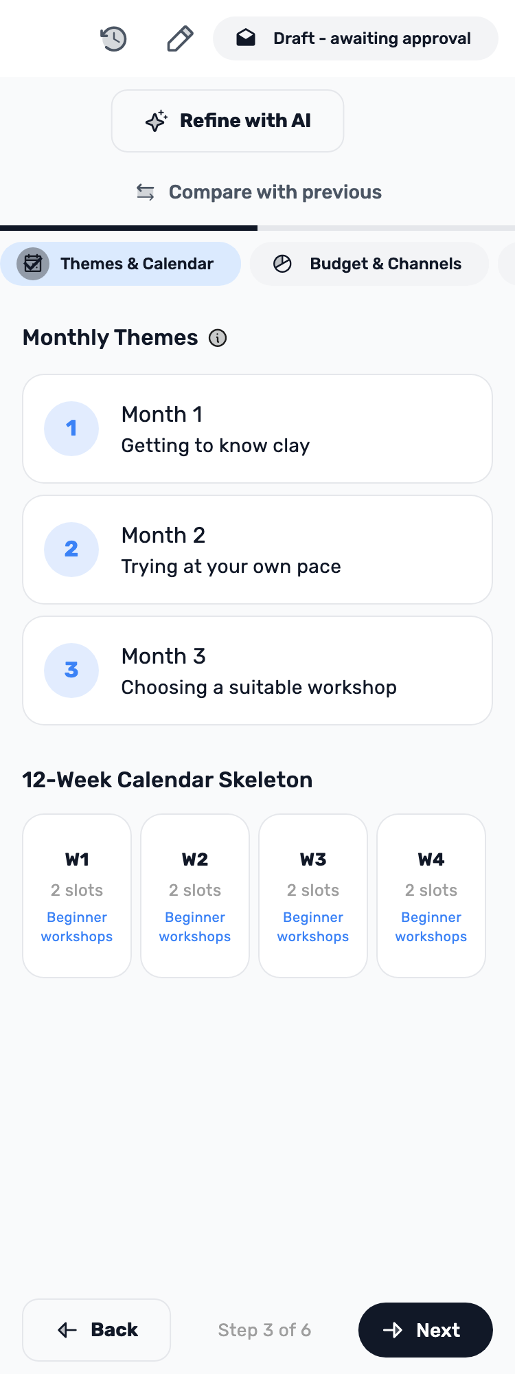 Original Lynxbe screen: Connect a topic to a time. Isolated demonstration data.