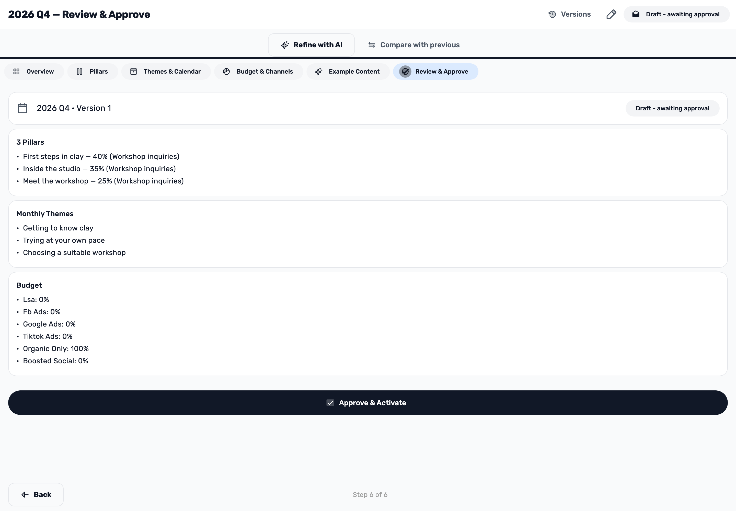 Original Lynxbe screen: Review the plan as a whole. Isolated demonstration data.