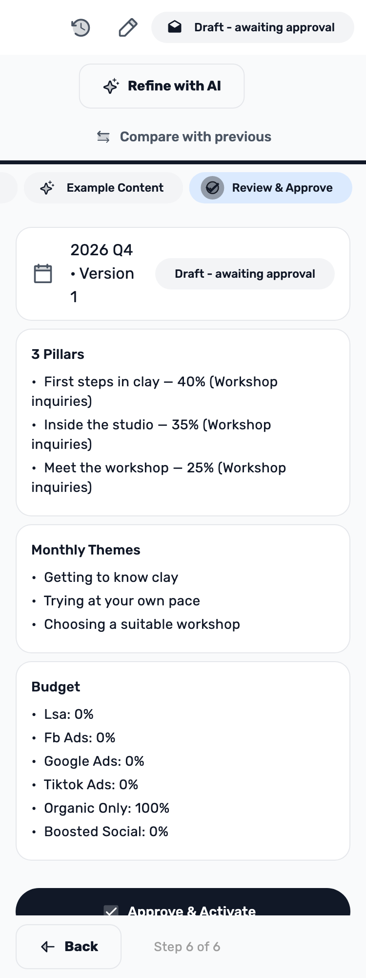 Original Lynxbe screen: Review the plan as a whole. Isolated demonstration data.