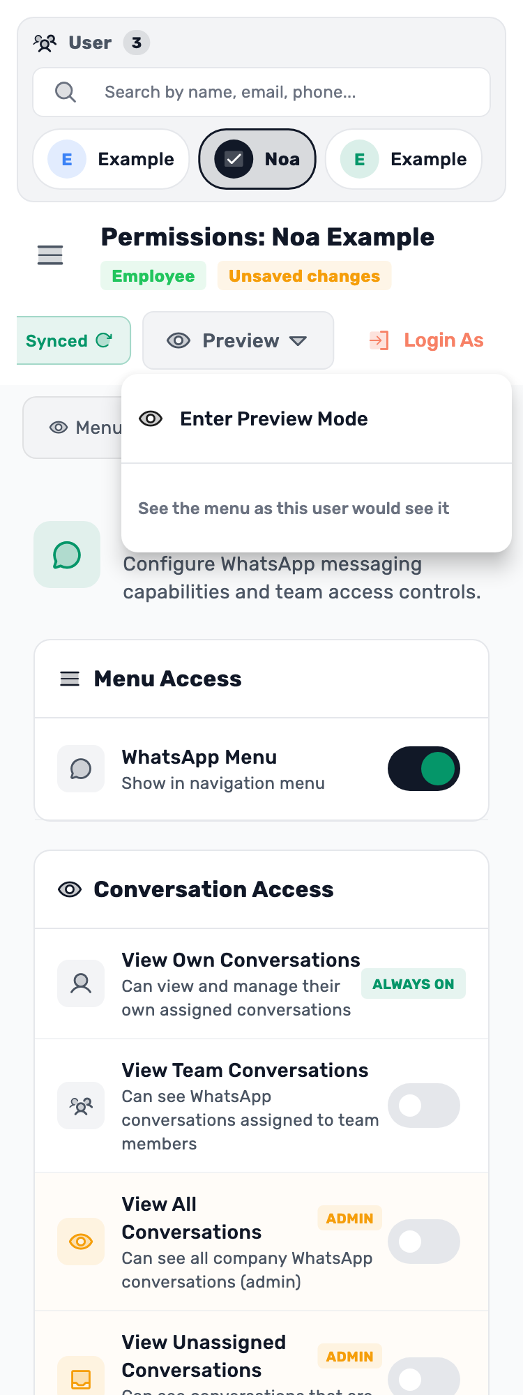 Original Lynxbe screen: Preview. The menu. Isolated demonstration data.