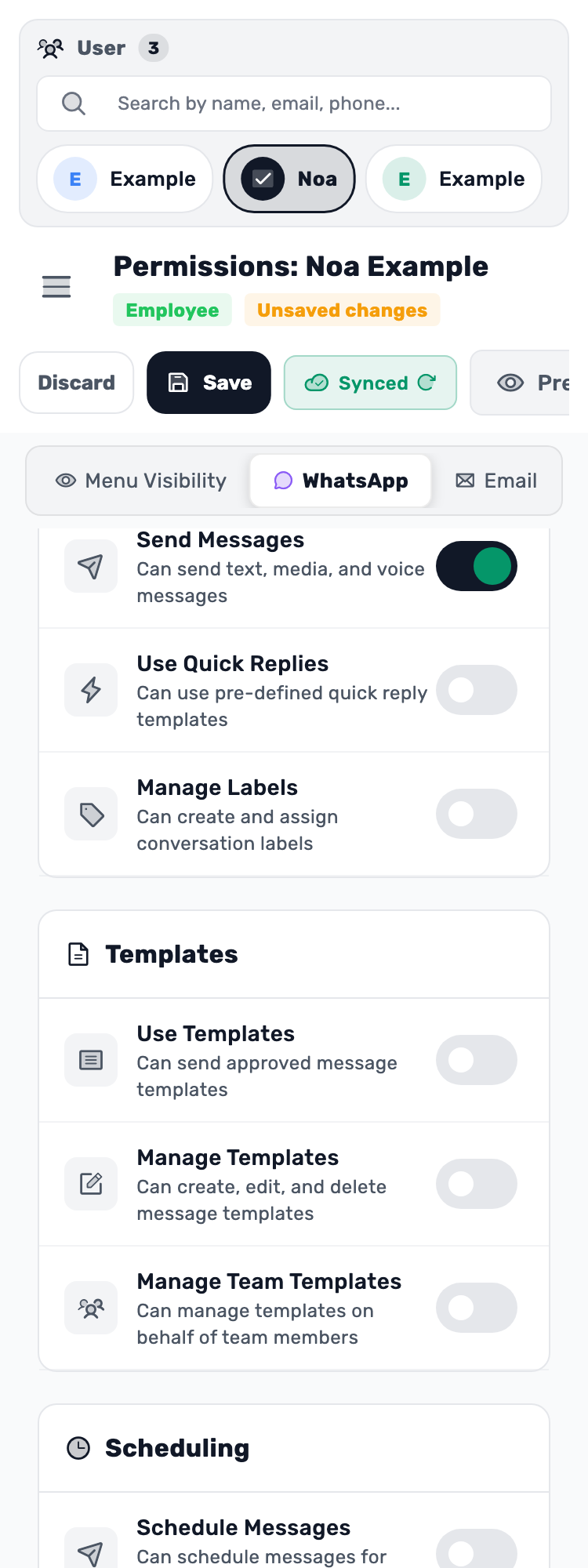 Original Lynxbe screen: Allow the action Noa needs. Isolated demonstration data.