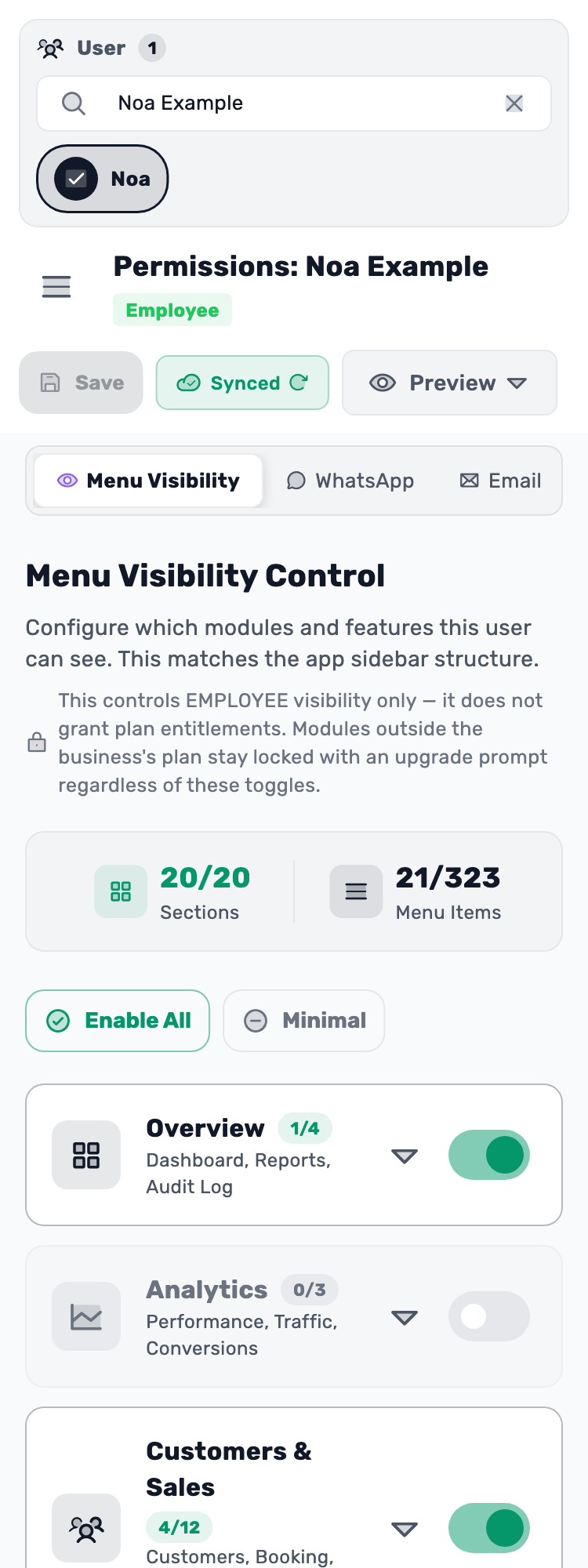 Original Lynxbe screen: Check the name. Before any change. Isolated demonstration data.