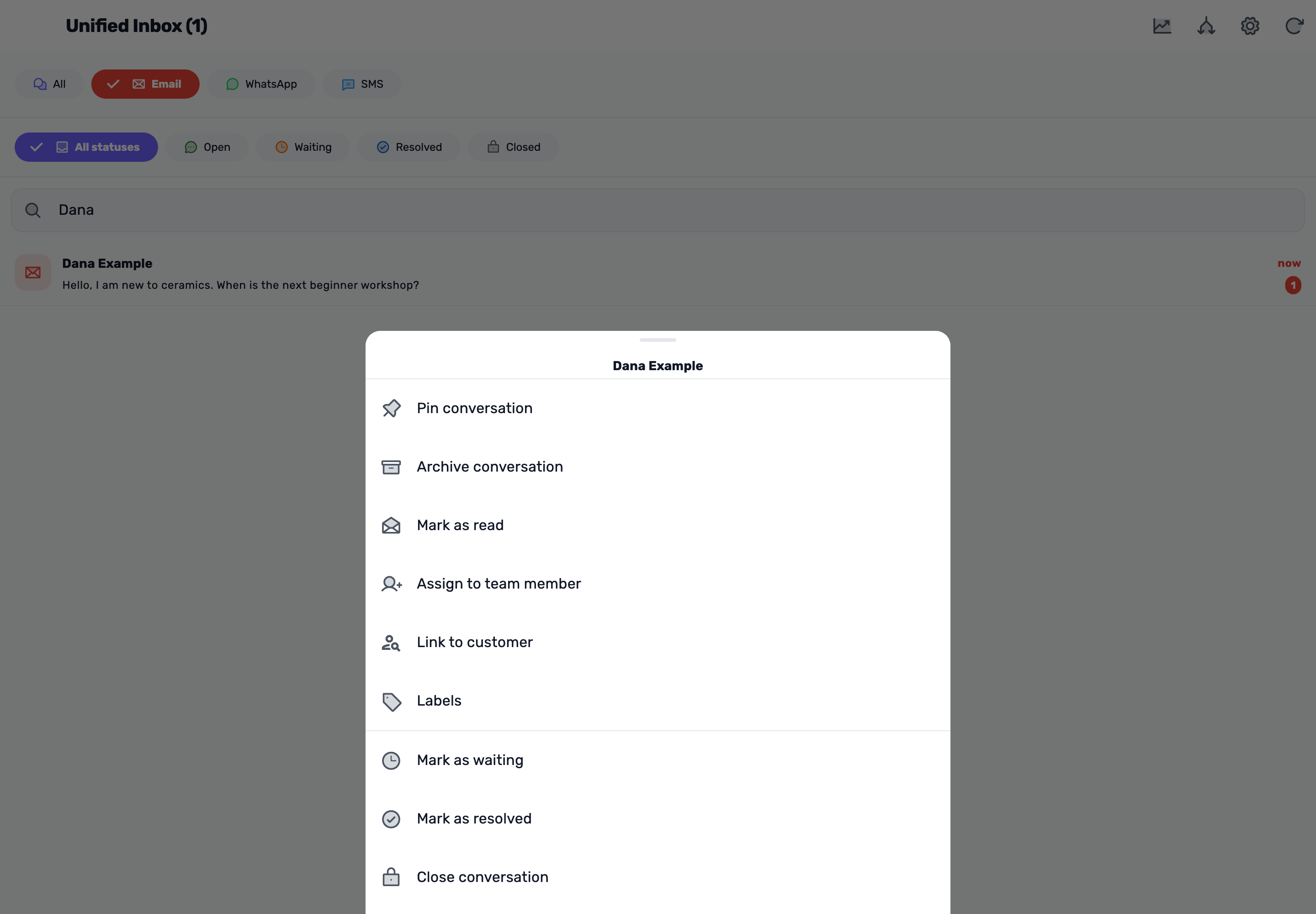 Original Lynxbe screen: The right tools. On the right conversation. Isolated demonstration data.
