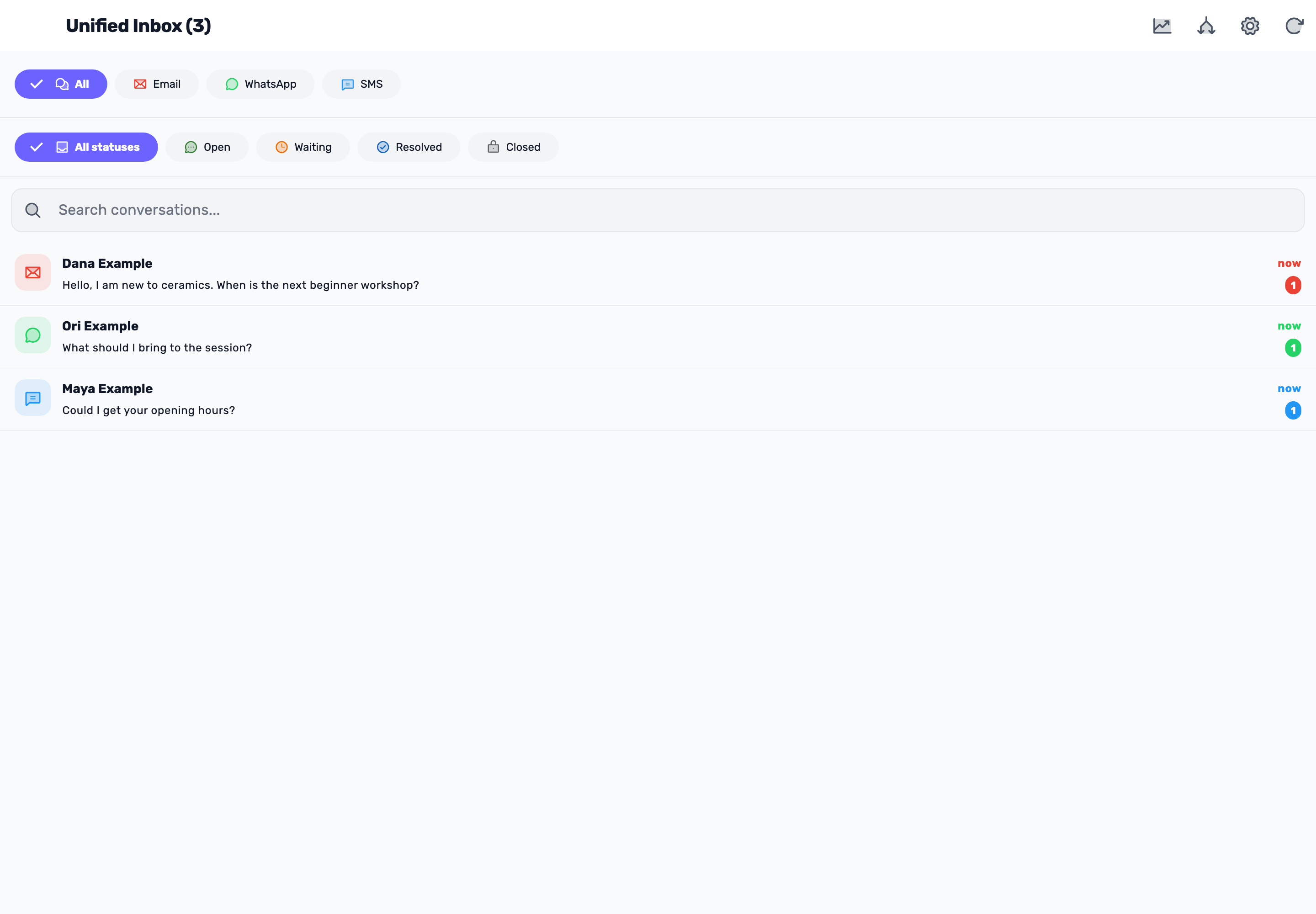 Original Lynxbe screen: Every inquiry. One place. Isolated demonstration data.