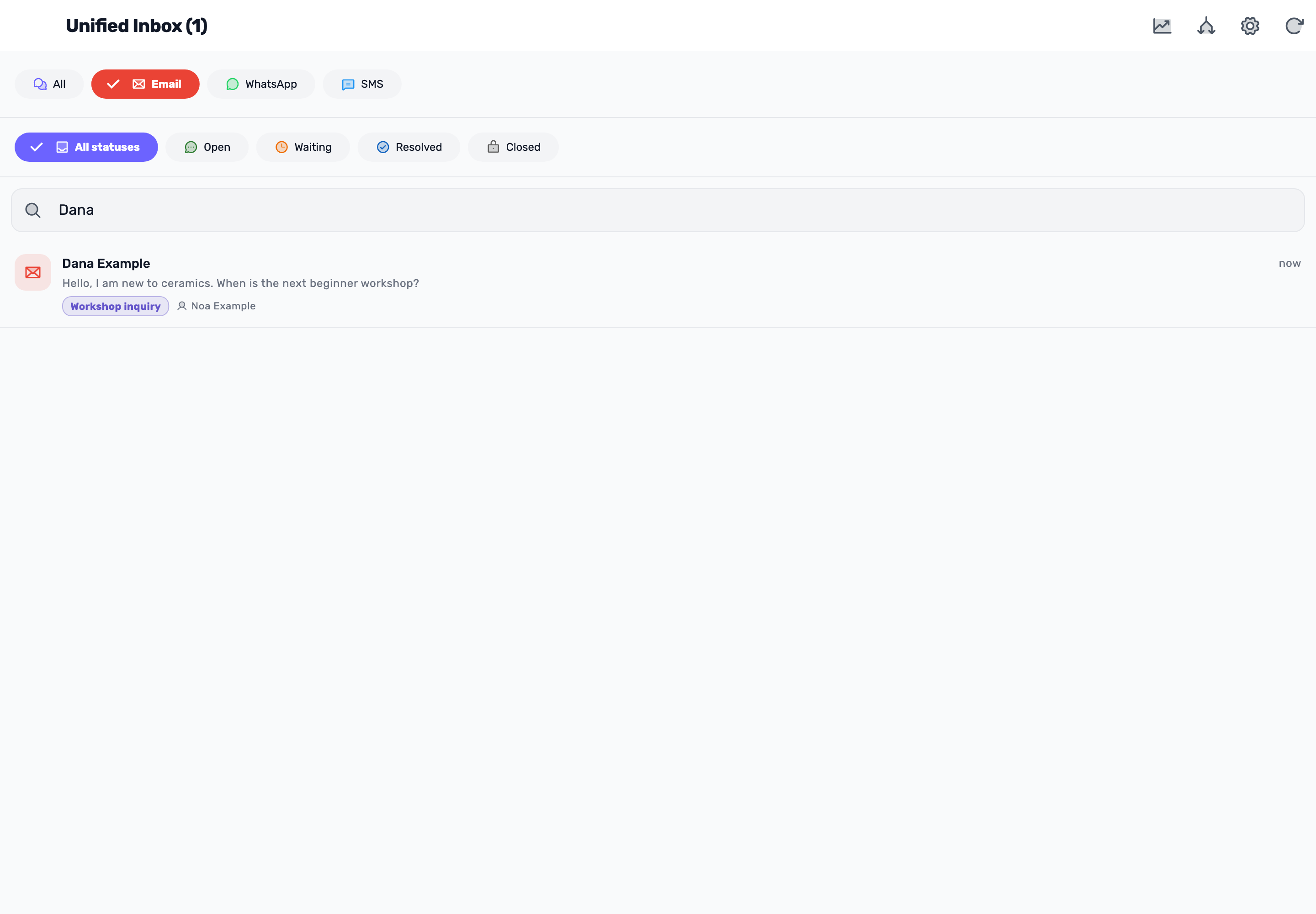 Original Lynxbe screen: Bring the work back. Isolated demonstration data.