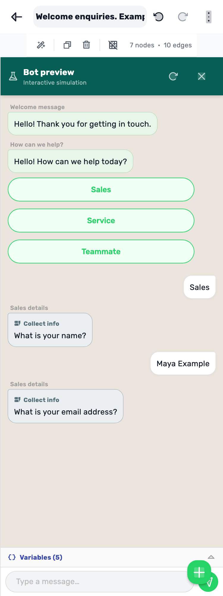 Original Lynxbe screen: Sales. One question at a time. Isolated demonstration data.