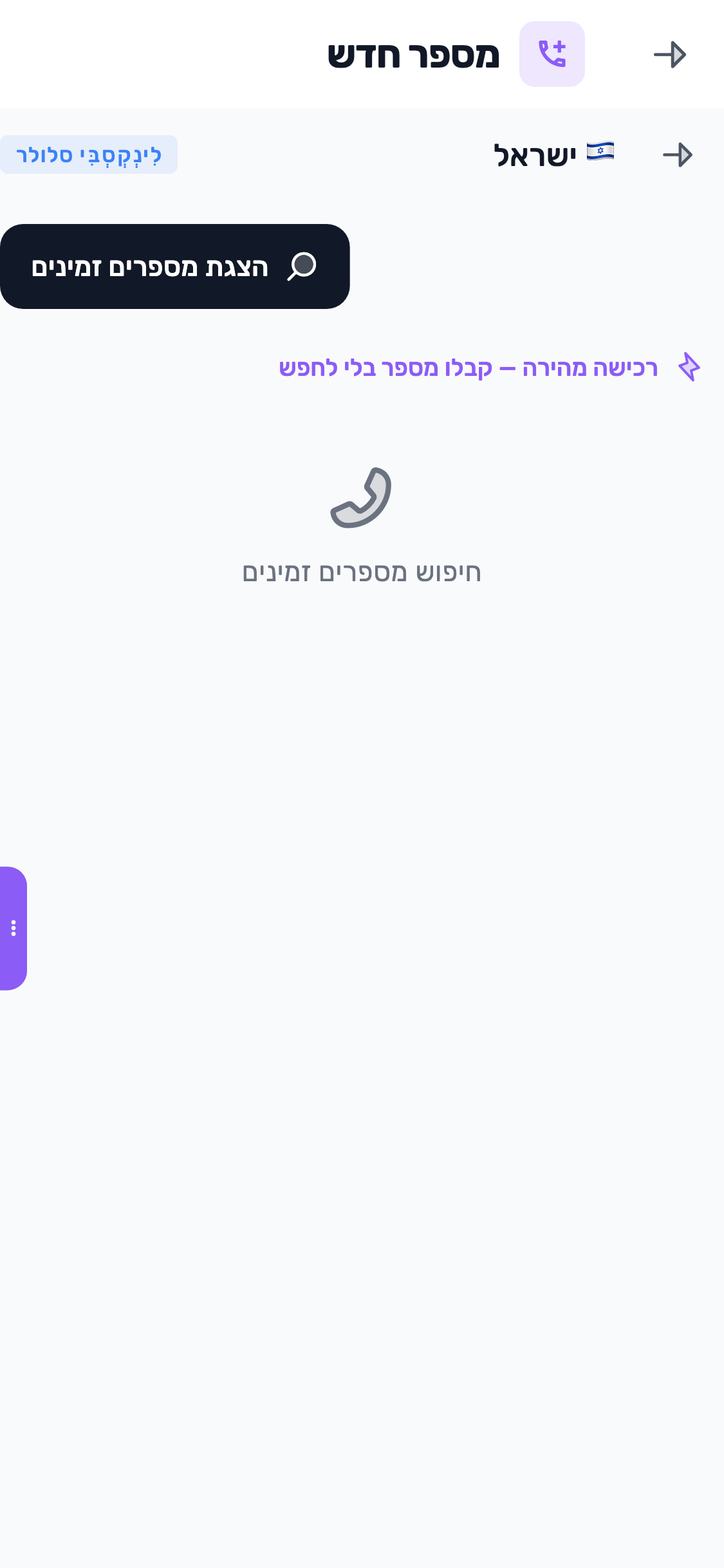 צילום המסך המקורי: רכישה מהירה בישראל