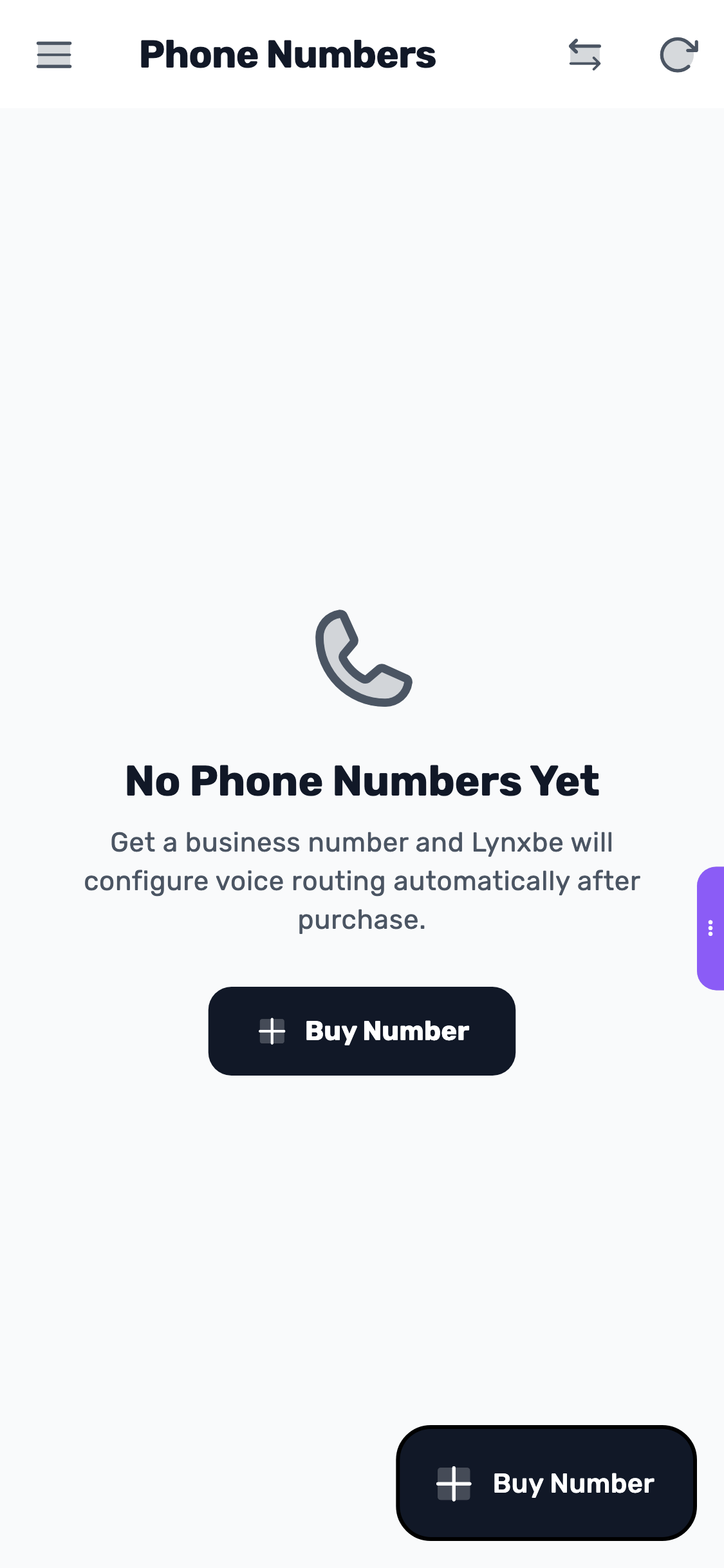 Original screen capture: Your business numbers