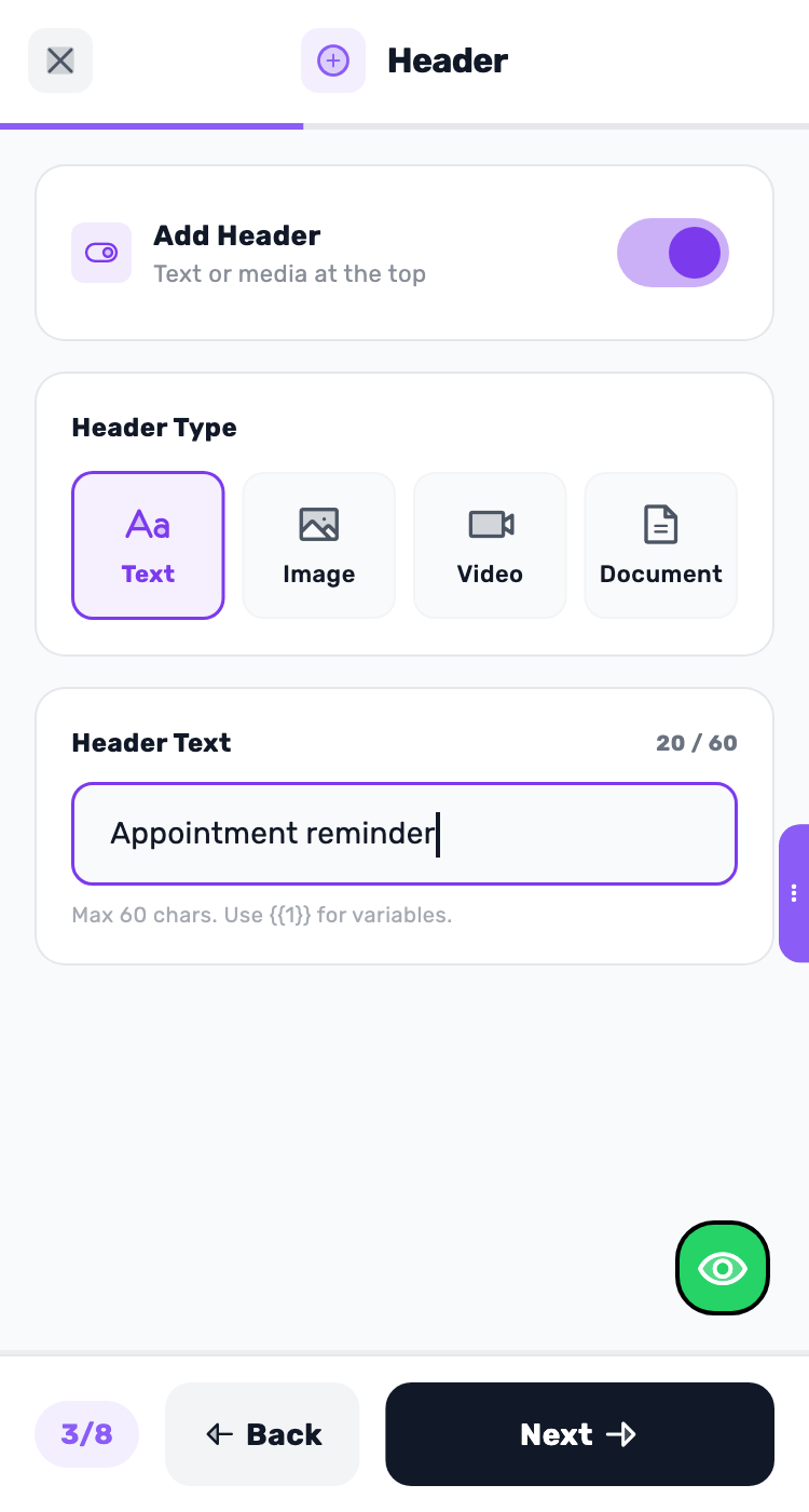 Lynxbe screen: Add a header, if needed. Demonstration data.
